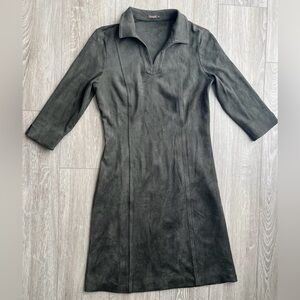 J McLaughlin Faux Suede Olive Tunic Dress size XS